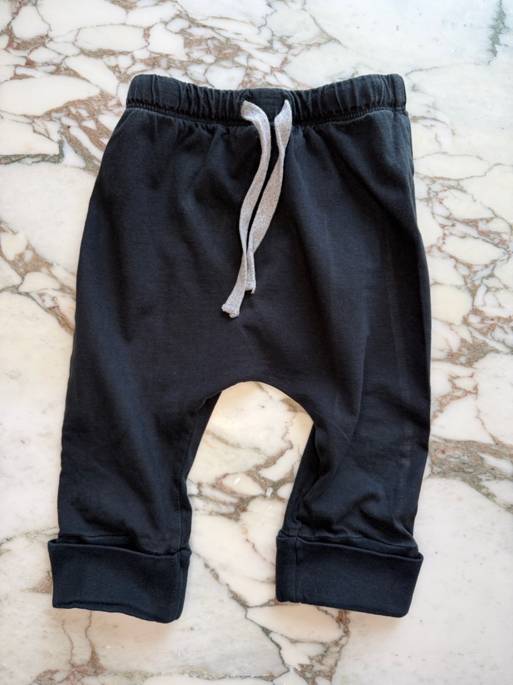 Kids Black Jogger Pants with Gray Drawstring
